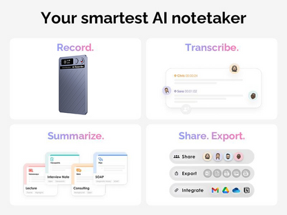 Alisanda  Voice Recorder, Notetaker, Transcribe & Summarize, Support 112 Languages, Audio Recorder for Lectures, Meetings